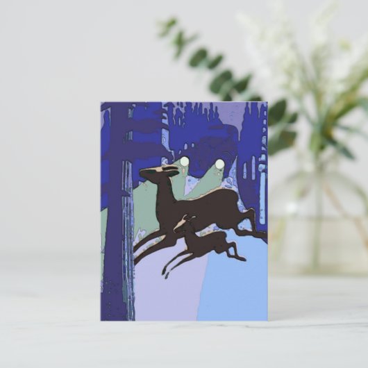 Deer Crossing Road,  stijl Briefkaart (Staand voorkant)