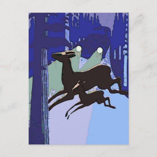 Deer Crossing Road,  stijl Briefkaart (Voorkant)