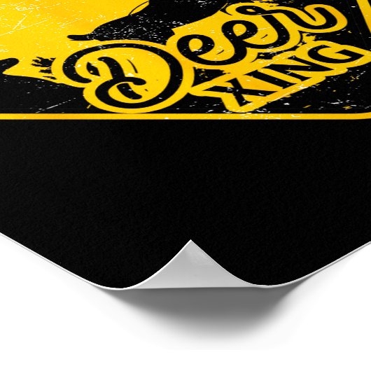 Deer Crossing Sign Christmas Xing Reindeer Funny M Poster (Hoek)