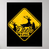 Deer Crossing Sign Christmas Xing Reindeer Funny M Poster (Voorkant)