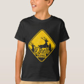 Deer Crossing Sign Christmas Xing Reindeer Funny M T-shirt (Voorkant)