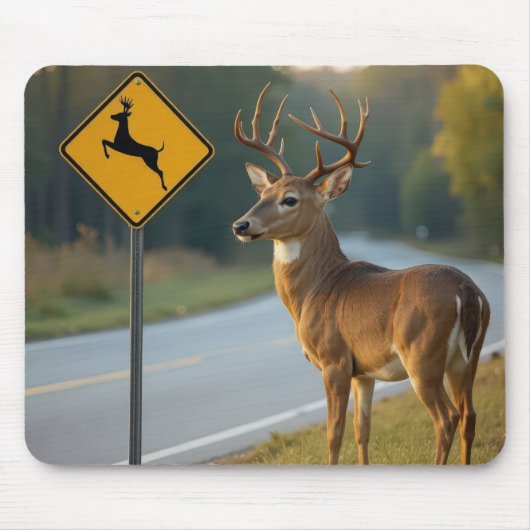 Deer Crossing Sign Muismat (Voorkant)