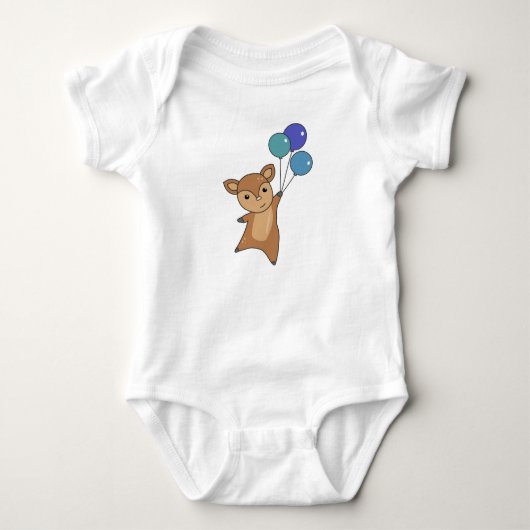 Deer Cute Animal vliegt op ballonnen Romper (Voorkant)