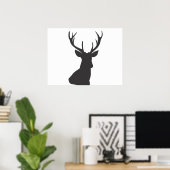 Deer Deer Silhouette Animal Wild Postca Poster (Thuiskantoor)