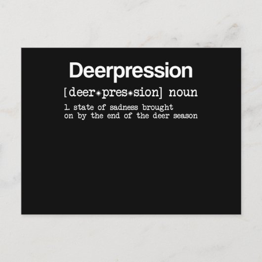 Deer Depression Funny Hunter Definition Huntin Briefkaart (Voorkant)