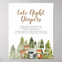 Deer dieravontuur Camper Late Night Diapers Poster