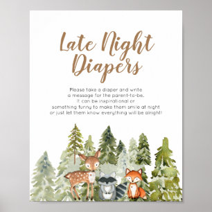 Deer dieravontuur Camper Late Night Diapers Poster