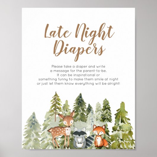 Deer dieravontuur Camper Late Night Diapers Poster (Voorkant)