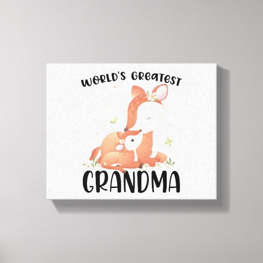 Deer Doe and Fawn World's Greatest Grandma Canvas Afdruk (Voorkant)