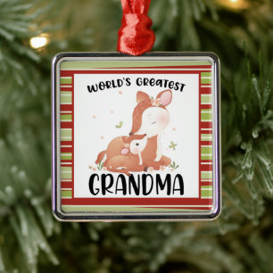 Deer Doe and Fawn World's Greatest Grandma Metalen Ornament