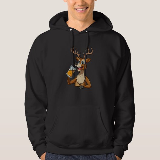 Deer Drinking Beer for a Hunter Hoodie (Voorkant)