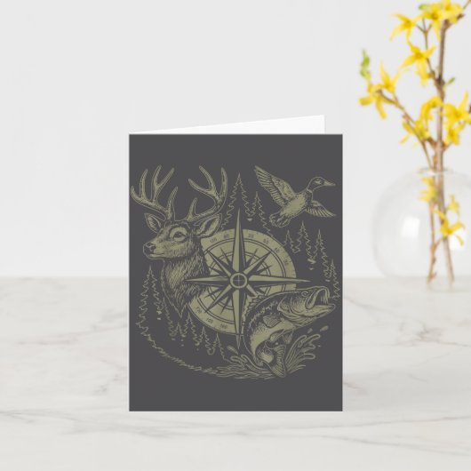 Deer Duck Fishing Hunting Solves Most Of My Proble Kaart (Gele Bloem)