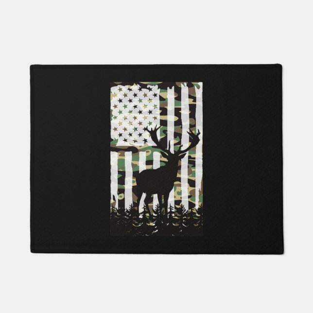 Deer Elk Buck Hunting Camo USA Flag Camoflauge Deurmat (Voorkant)