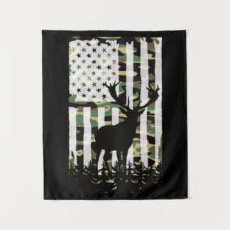 Deer Elk Buck Hunting Camo USA Flag Camoflauge Wandkleed