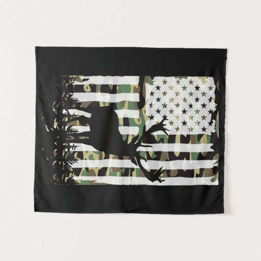 Deer Elk Buck Hunting Camo USA Flag Camoflauge Wandkleed (Voorkant (horizontaal))