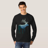 Deer Elk Double Exposure Surreal Wildlife Animal T-shirt (Voorkant volledig)