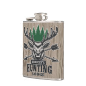 Deer Elk Hunter ADD-NAAM Bow Hunting Lodge Cabin Heupfles (Links)