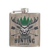 Deer Elk Hunter ADD-NAAM Bow Hunting Lodge Cabin Heupfles (Voorkant)