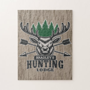 Deer Elk Hunter ADD-NAAM Bow Hunting Lodge Cabin Legpuzzel