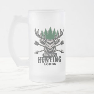 Deer Elk Hunter ADD-NAAM Bow Hunting Lodge Cabin Matglas Bierpul