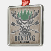 Deer Elk Hunter ADD-NAAM Bow Hunting Lodge Cabin Metalen Ornament (Links)