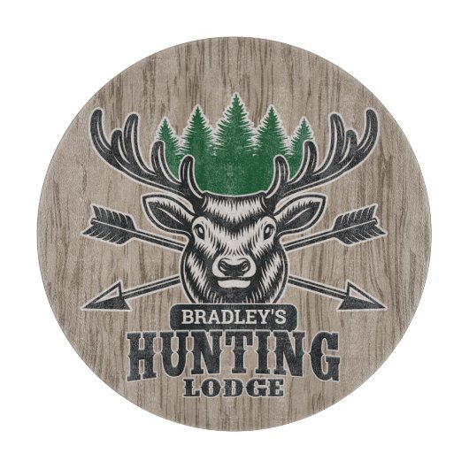 Deer Elk Hunter ADD-NAAM Bow Hunting Lodge Cabin  Snijplank (Voorkant)