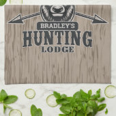 Deer Elk Hunter ADD-NAAM Bow Hunting Lodge Cabin Theedoek (Gevouwen)