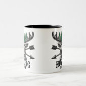 Deer Elk Hunter ADD-NAAM Bow Hunting Lodge Cabin Tweekleurige Koffiemok (Center)