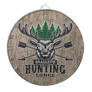 Deer Elk Hunter ADD NAME Bow Hunting Lodge Cabin Dartbord