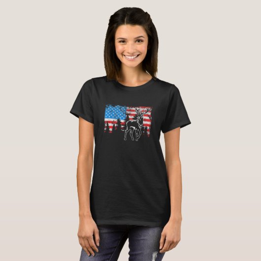 Deer Elk Hunting American Flag Usa Pro Hunter Us H T-shirt (Voorkant volledig)