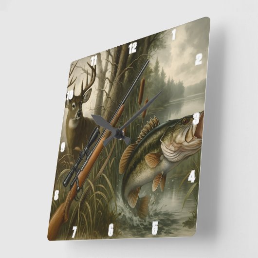 Deer Elk Moose Hunter Wildlife Forest Vierkante Klok (Hoek)