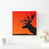 Deer Elk Silhouette Man Cave Design Vierkante Klok (Huis)