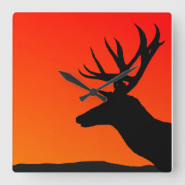 Deer Elk Silhouette Man Cave Design Vierkante Klok