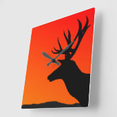 Deer Elk Silhouette Man Cave Design Vierkante Klok (Hoek)