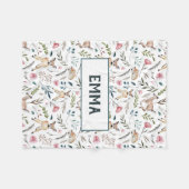 Deer en bloemen op maat gesneden babydeken fleece deken (Voorkant (Horizontaal))