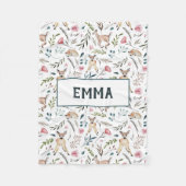 Deer en bloemen op maat gesneden babydeken fleece deken (Voorkant)