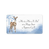 Deer en Blue Snowflakes Etiket (Voorkant)