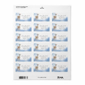 Deer en Blue Snowflakes Etiket (Full Sheet)