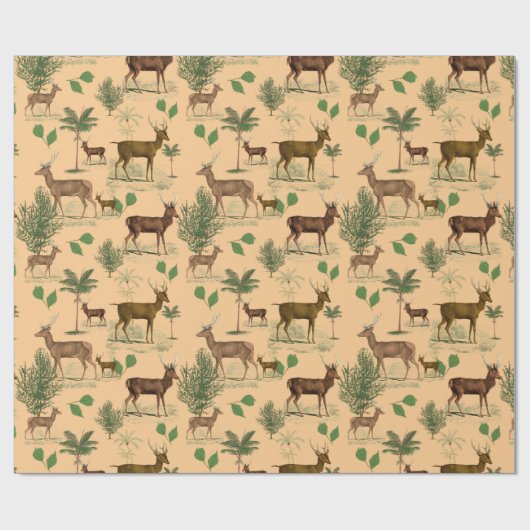  deer en bomen cadeaupapier (Vlak)