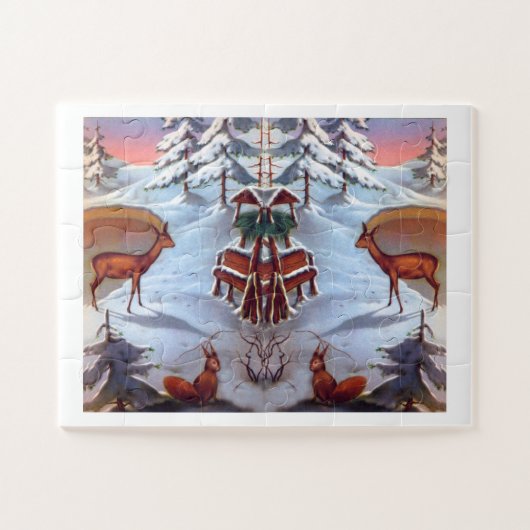 Deer en eekhoorns  kunst legpuzzel (Horizontaal)
