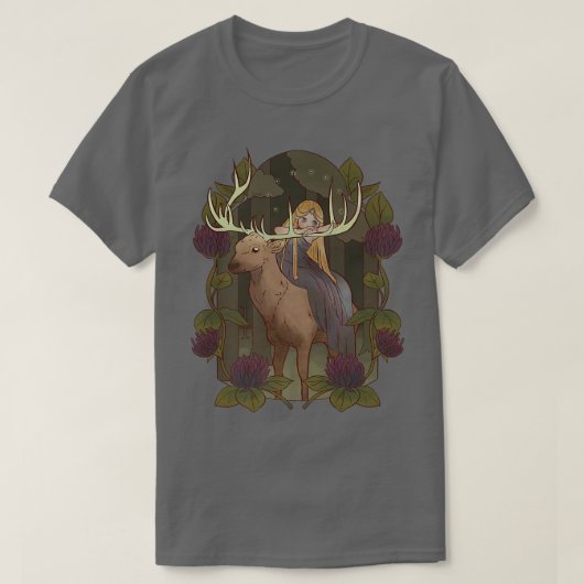 Deer en Fairy Forest Fantasy Princess Magic T-shirt (Design voorkant)