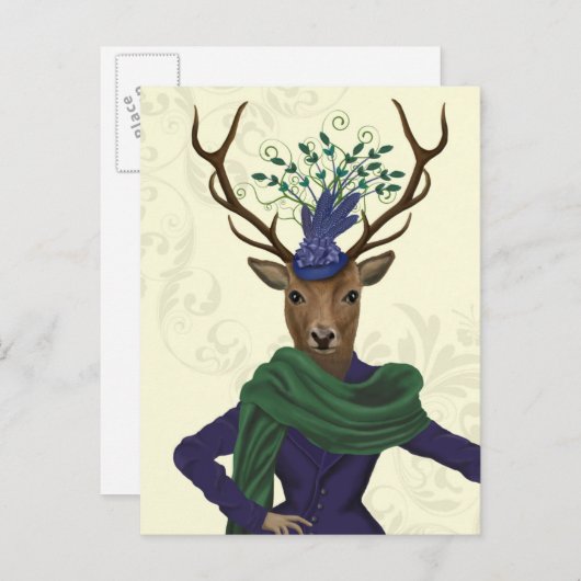 Deer en Fascinator 2 Briefkaart (Voorkant / Achterkant)