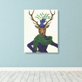 Deer en Fascinator Canvas Afdruk (Insitu (Houten vloer))