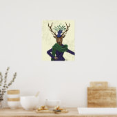 Deer en Fascinator Poster (Keuken)