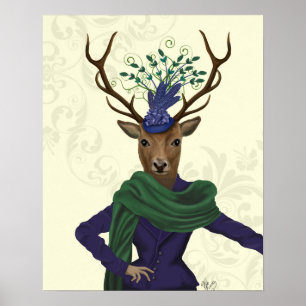 Deer en Fascinator Poster