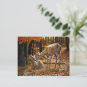  deer en Fawn Autumn Leaves Briefkaart (Staand voorkant)