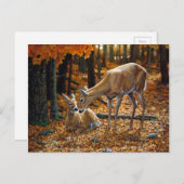  deer en Fawn Autumn Leaves Briefkaart (Voorkant / Achterkant)