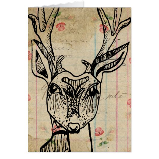 Deer en  Floral Ledger Paper All Occasions (Voorkant)