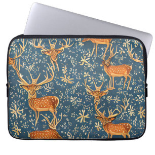 Deer en Flowers Laptop Sleeve