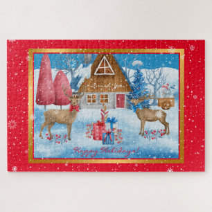 Deer en Gifts op Vakantie Aanpassen Legpuzzel